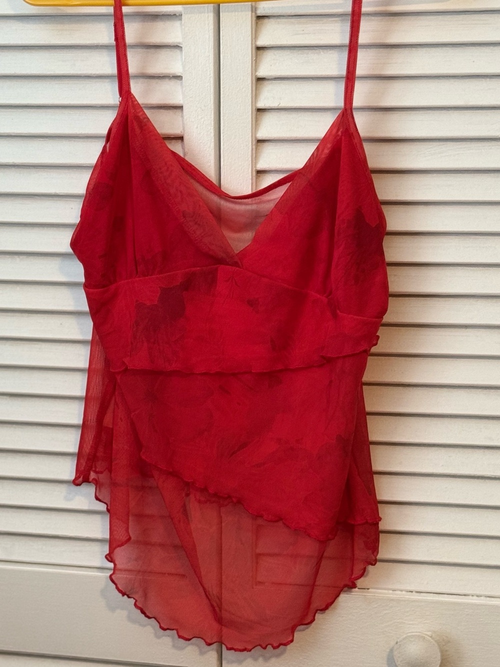 Women’s Y2K Mesh Lettuce Hem Baby Doll Cami  Top size XL Whimsigoth sheer Fairy